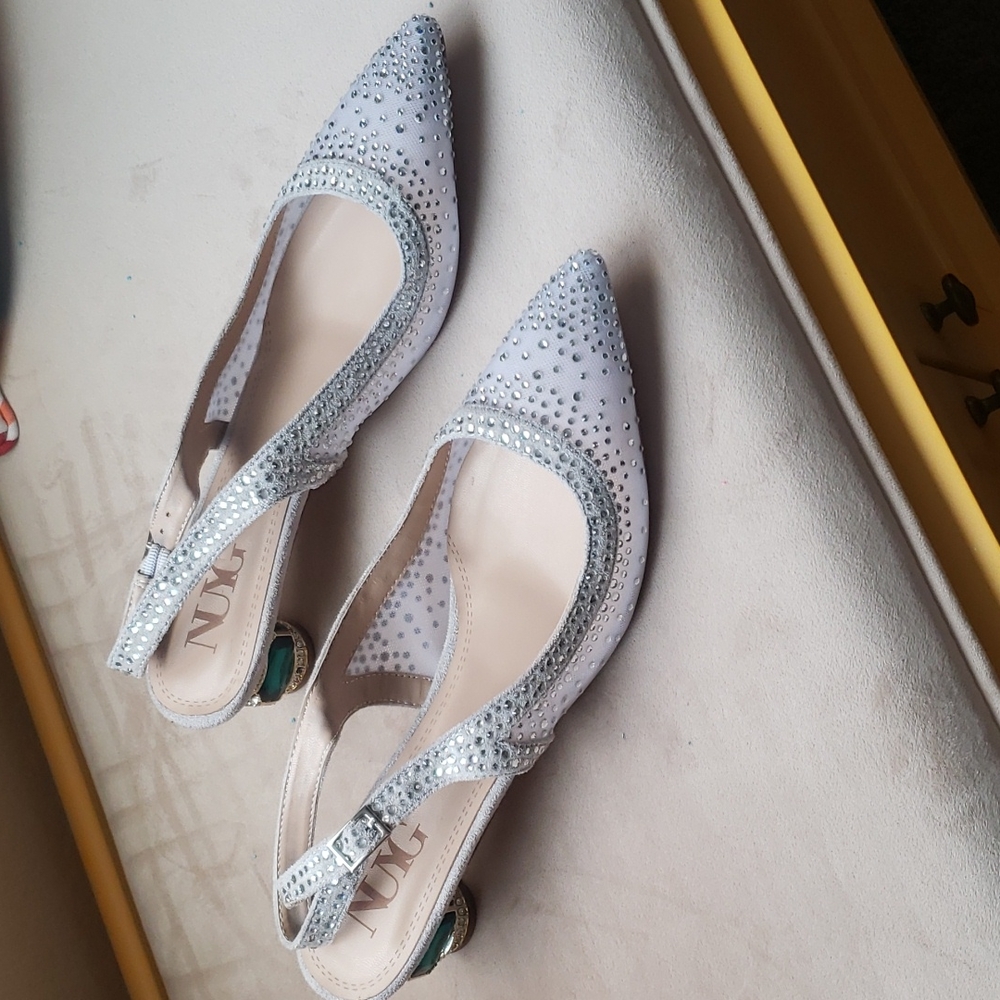 dressy sling back embellished low heels 2 inches
